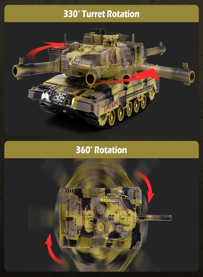 Supdex 1/24 RC Tank -2.4Ghz Remote Control Army Tank with 360°Rotating Turret, Auto Demo, Sound & Smoke & Light, Military Vehicles Model Gift for Boys 6-8 - Image 3